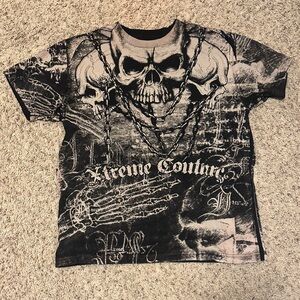 Large Extreme Couture by Affliction Skull & Scribe shirt